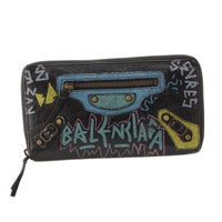 バレンシアガ Balenciaga ロゴ グラフィティ レザー ラウンドジップ 