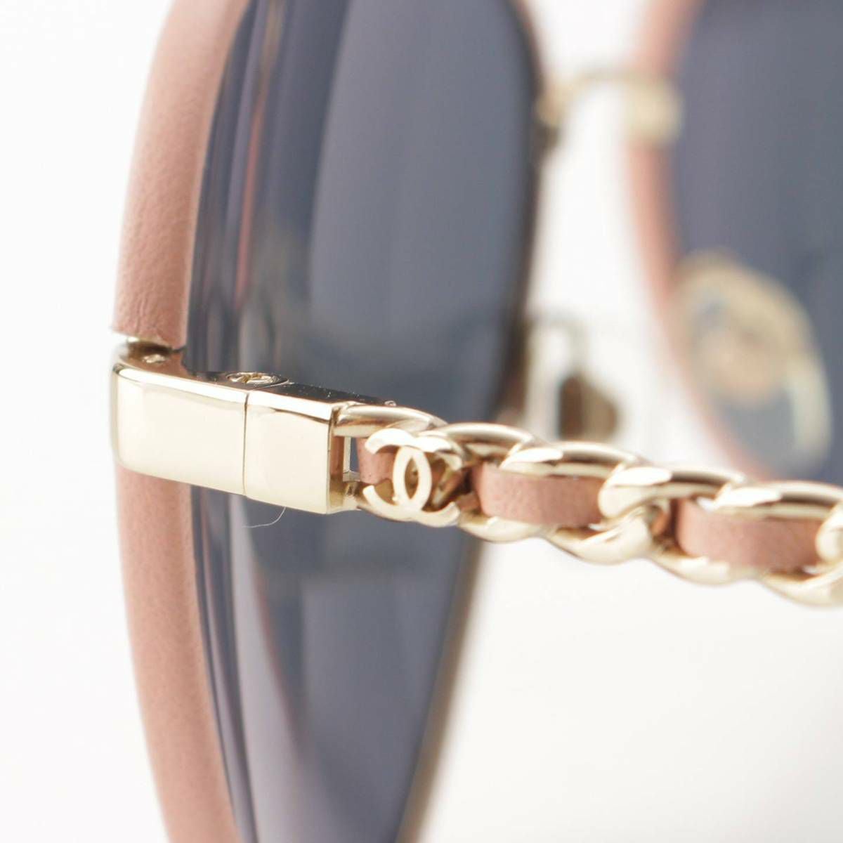 シャネル Chanel ココマーク チェーン レザー サングラス メガネ アイ