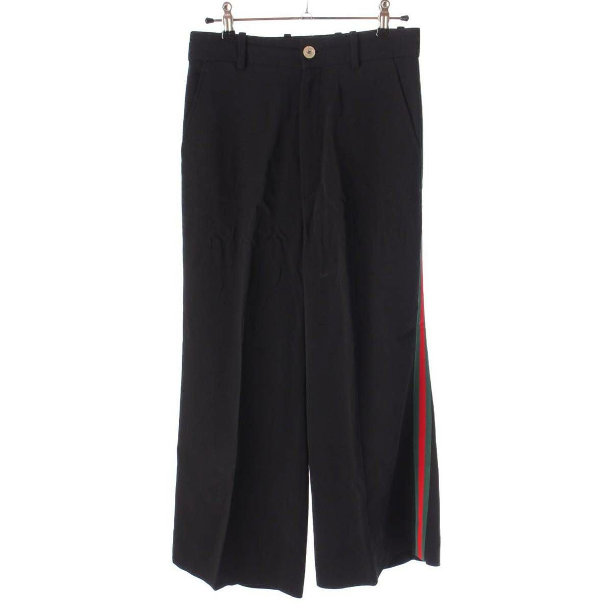 【中古美品】GUCCI グッチブラックパンツ シェリーラインウエストバンド グッチ Gucci シェリーライン ウェブサイドバンド クロップド