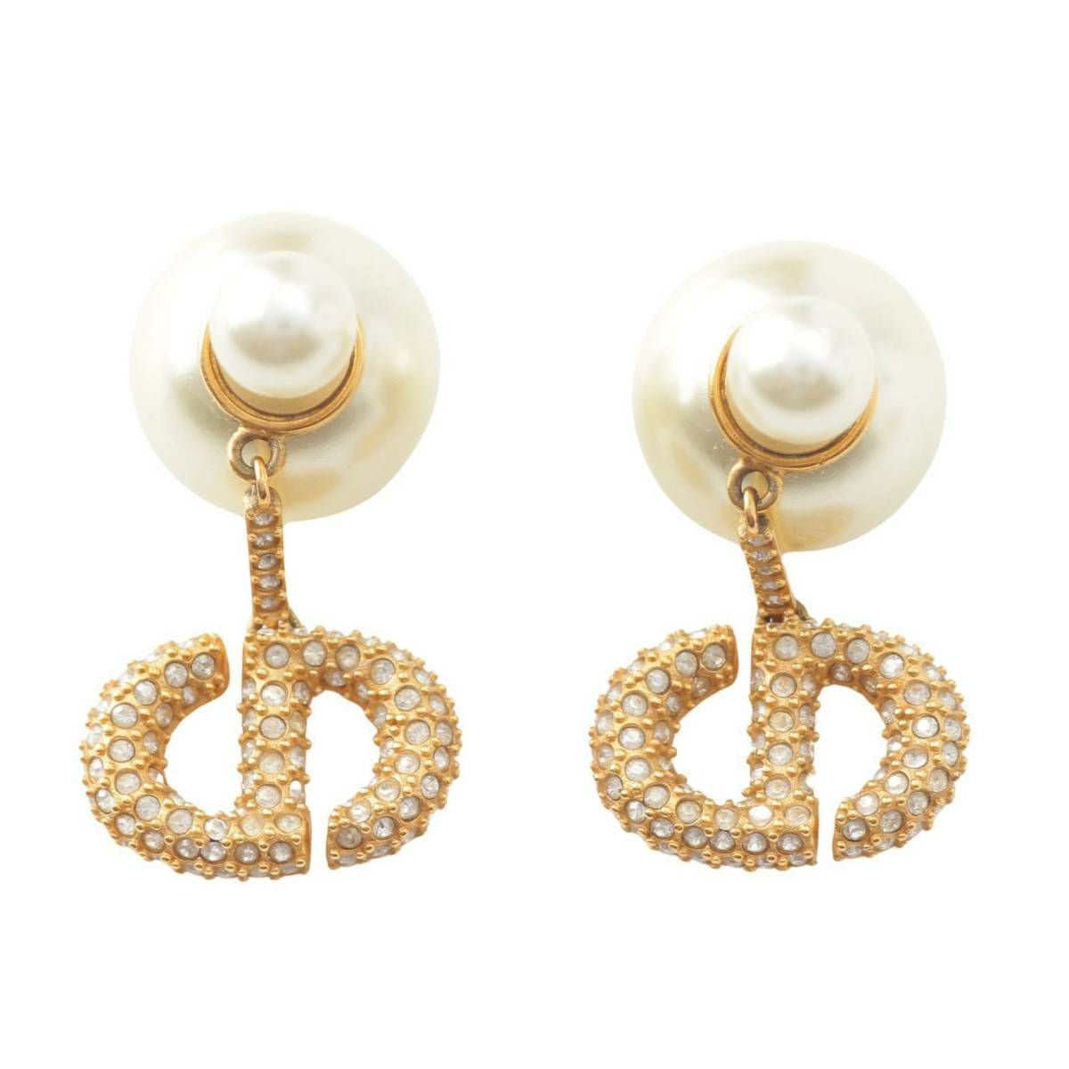 ディオール DIOR トライバル CDロゴ パール ピアス 両耳 アクセサリー