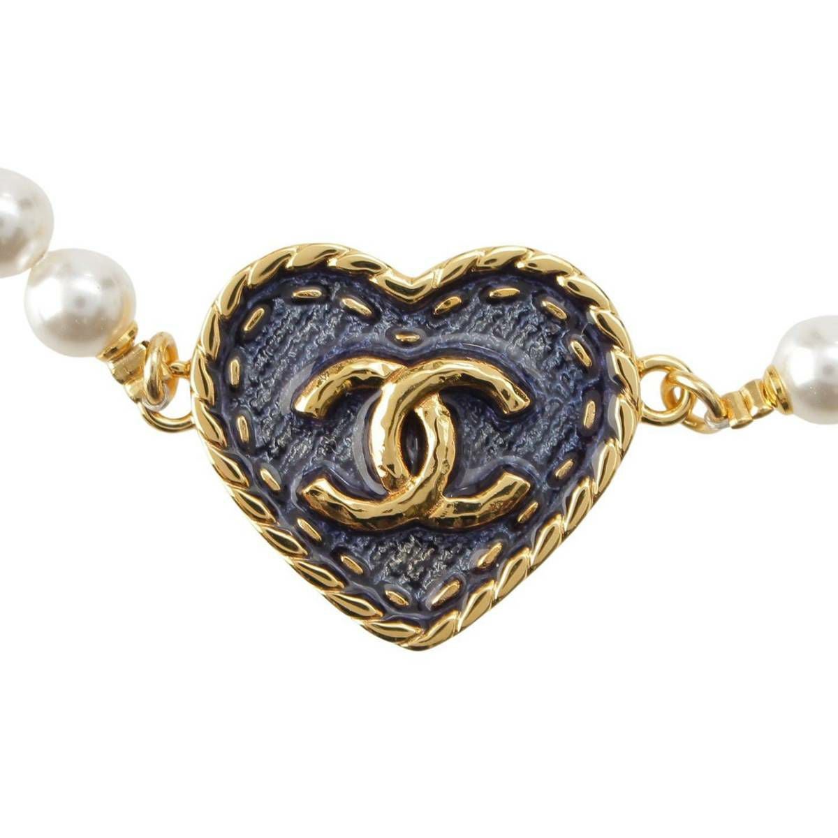 シャネル Chanel I24P パール ハート ネックレス エナメル ココマーク