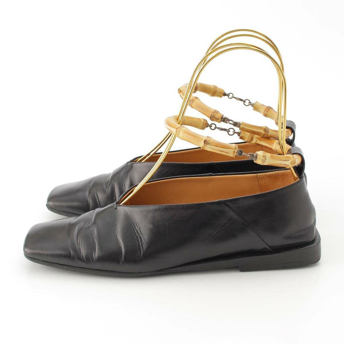 ジルサンダー Jil Sander バンブー アンクル レザー フラット パンプス