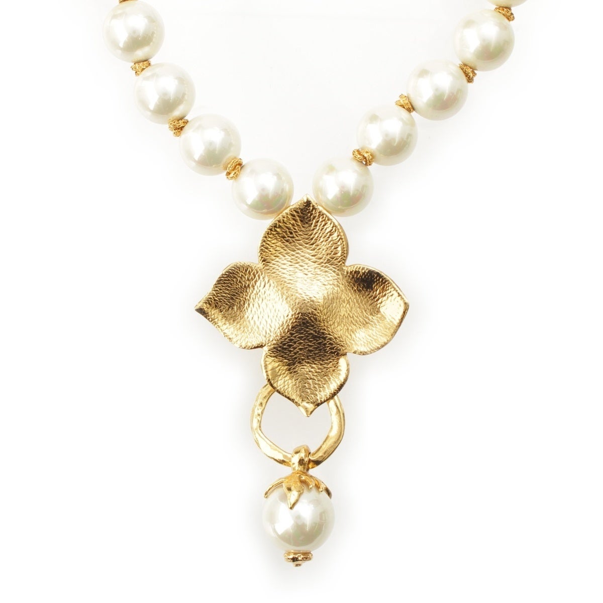 Yves Saint Laurent ヴィンテージ パール ネックレス ゴールド イヴ・サンローラン ヴィンテージ フラワー パール ネックレス
