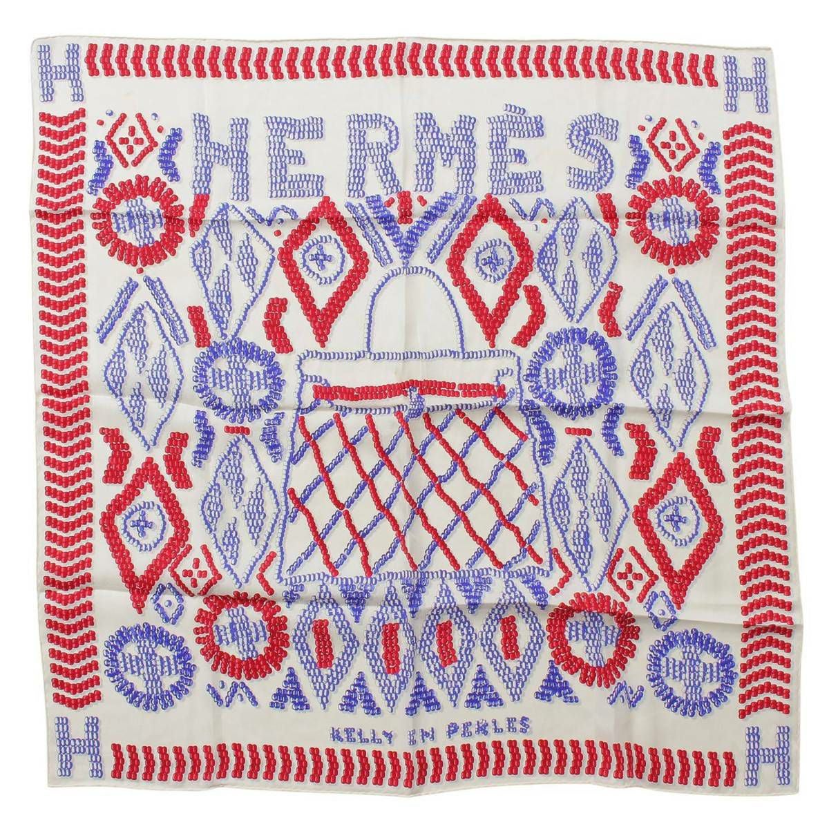 エルメス Hermes カレ70 シルク スカーフ KELLY EN PERLES 真珠ででき