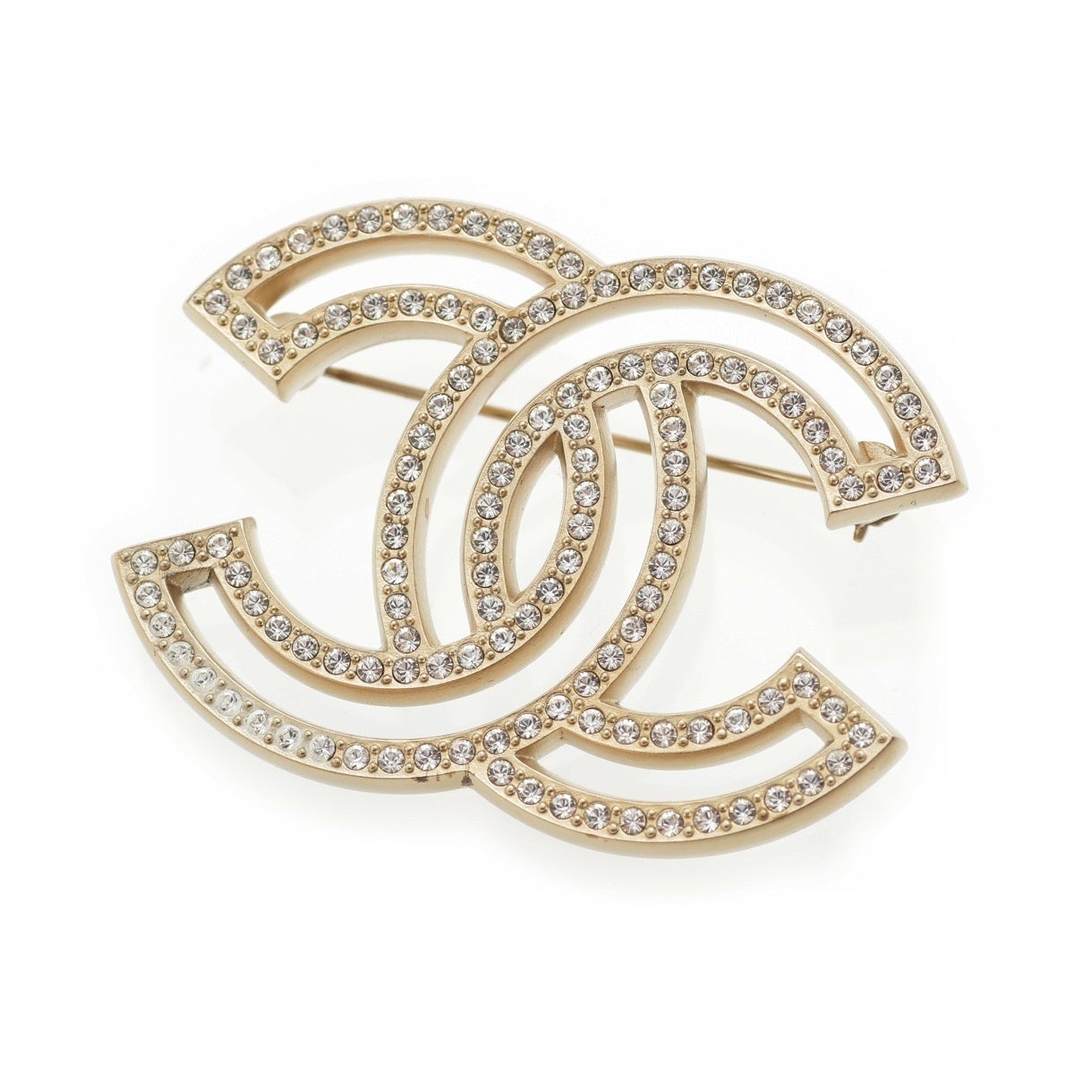 CHANEL ブローチ ココマーク ツイード ストーン シャネル A19 ココマーク ラインストーン ブローチ ゴールド | 中古