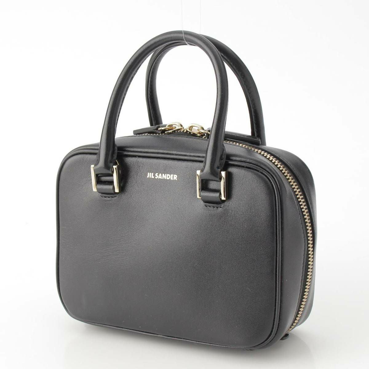 【美品】JIL SANDER ジルサンダー レザー ハンドバッグ 名作 ブラック ジルサンダー Jil Sander Jビジョン レザー ロゴ ダブルハンドル ミニ