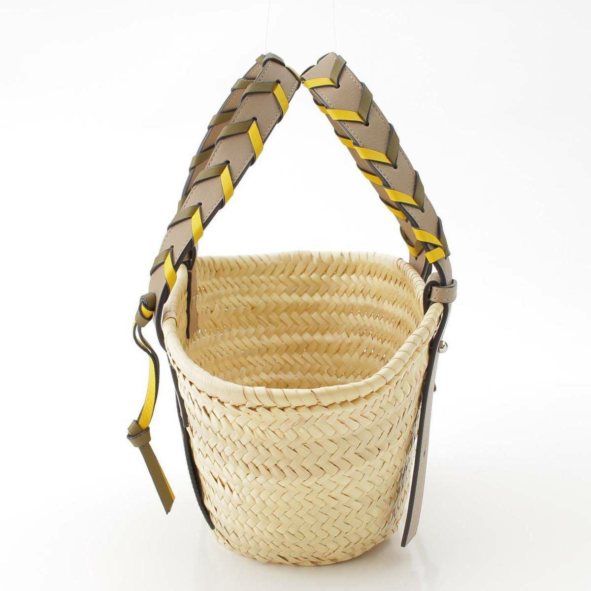 ロエベ Loewe アナグラム ヤシの葉 カーフ ラフィア ハンドバッグ