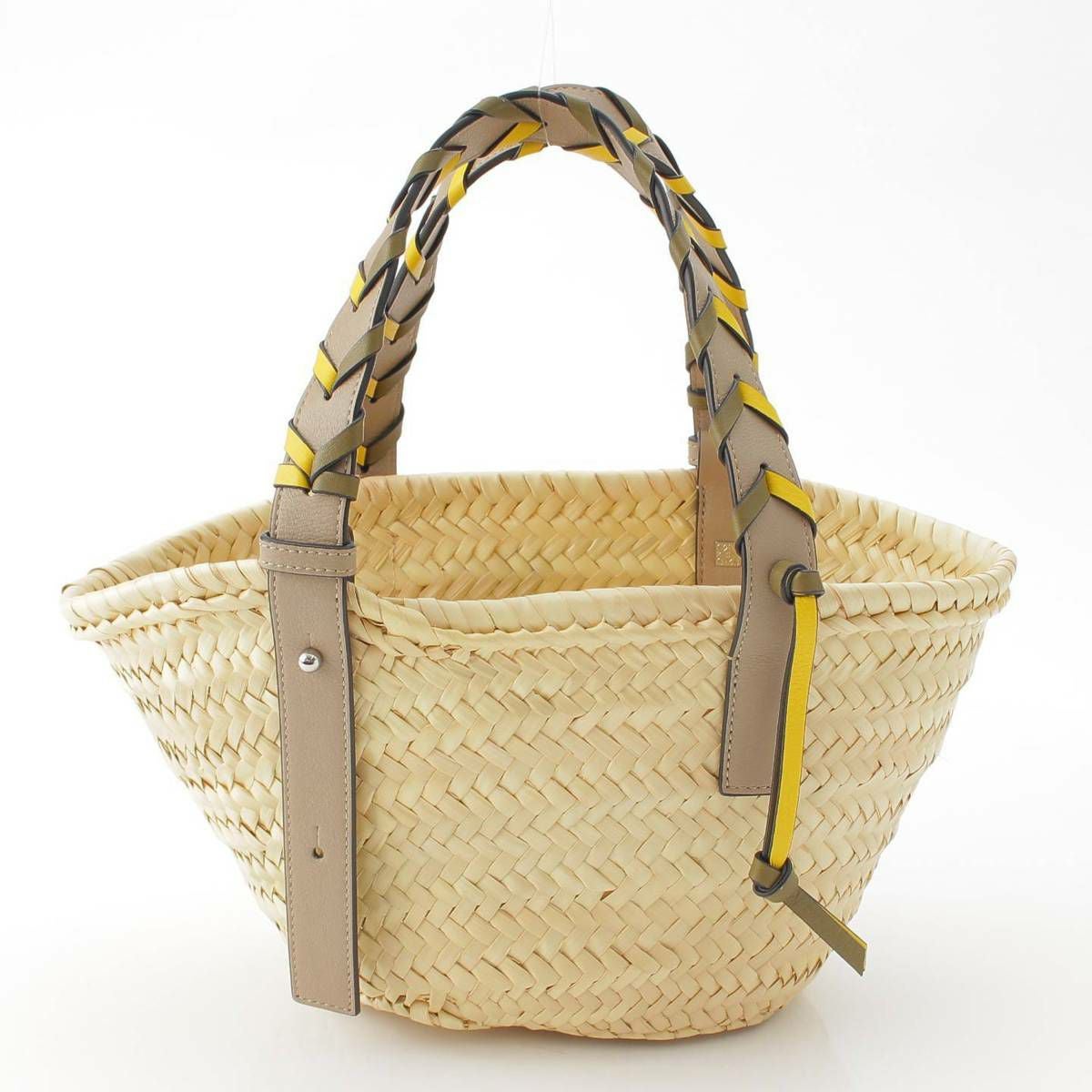 ロエベ Loewe アナグラム ヤシの葉 カーフ ラフィア ハンドバッグ