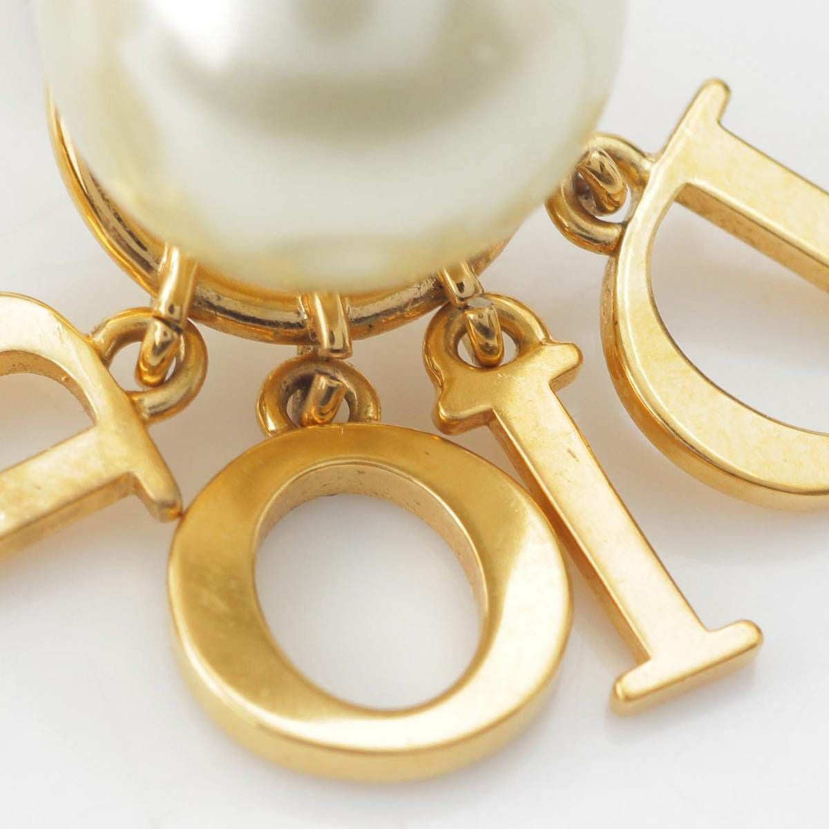 ディオール DIOR トライバル パール ロゴ ラインストーン ピアス