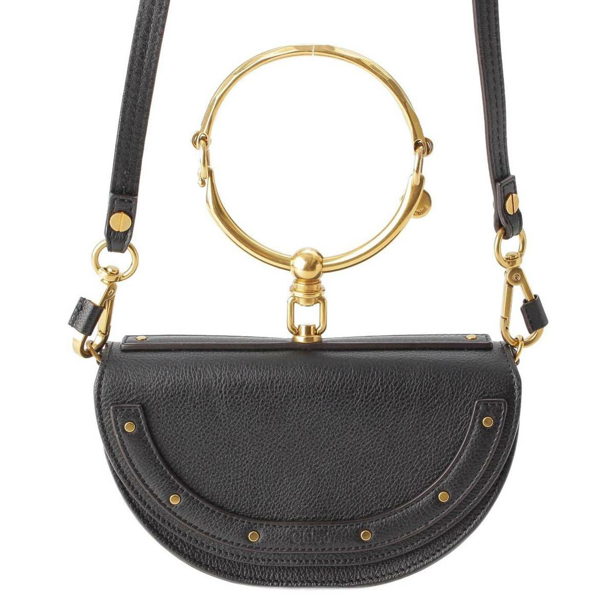クロエ　ナイル ミノディエール　ブラック　美品 クロエ Chloe ナイル ミノディエール レザー 2way ショルダーバッグ