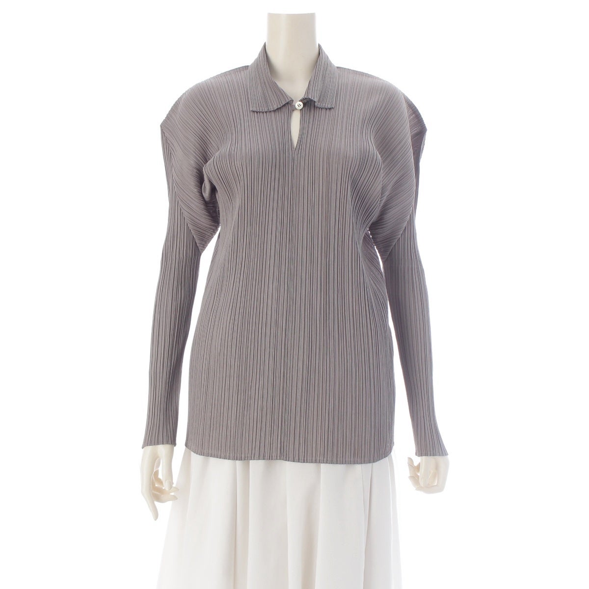 PLEATS PLEASE イッセイミヤケ プリーツトップス グレー 長袖 イッセイミヤケ 00AW プリーツプリーズ PLEATS PLEASE スキッパー 長袖