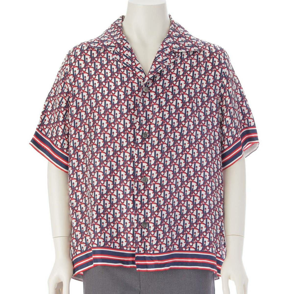 ディオール DIOR メンズ オブリーク 半袖 シルク シャツ 013C549A4751