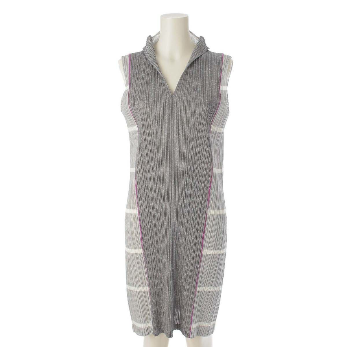 プリーツプリーズ ジオメトリック 幾何学 ノースリーブ チュニック ワンピース プリーツプリーズ イッセイミヤケ PLEATS PLEASE ISSEY 幾何学模様