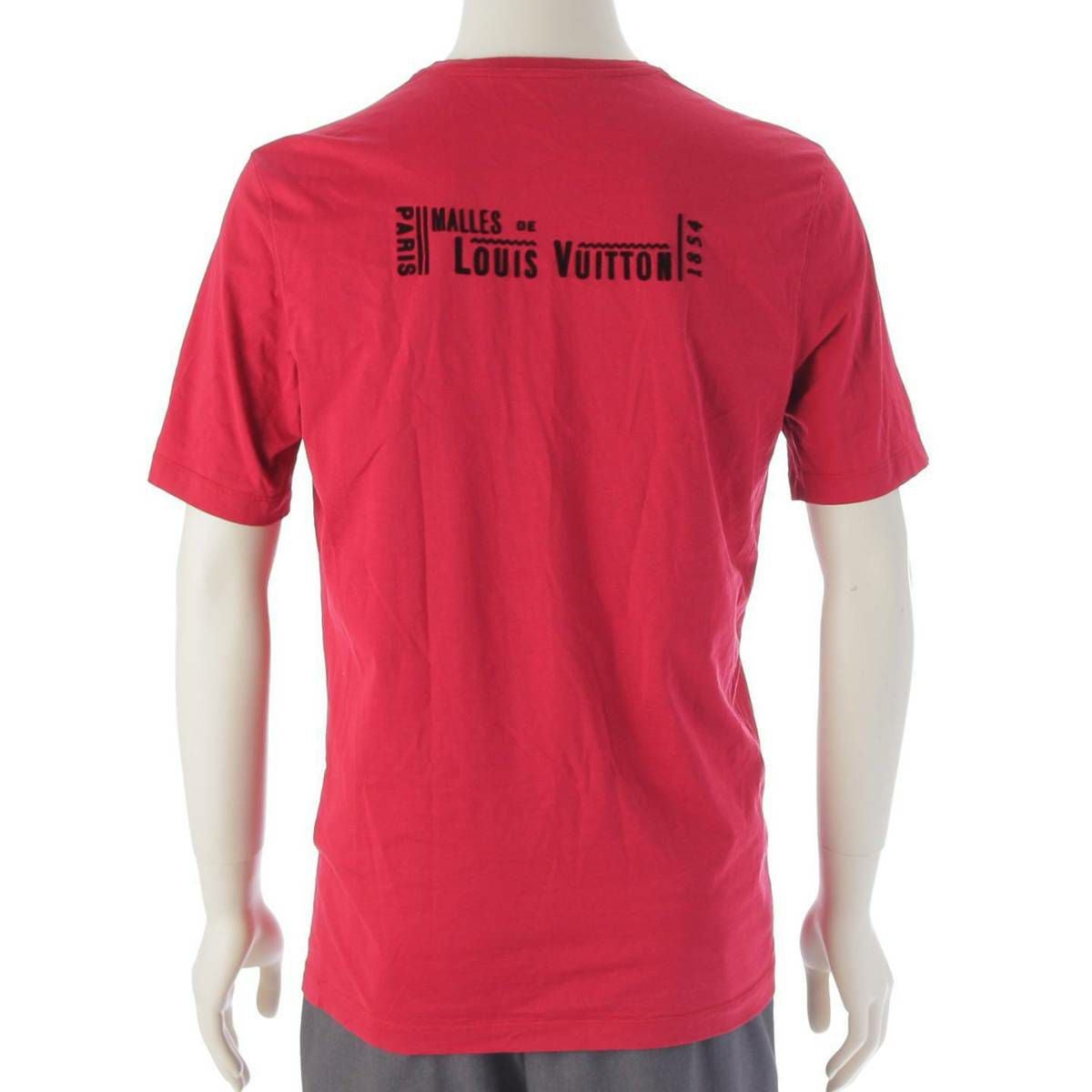 ルイヴィトン Louis Vuitton フロッキーロゴプリントTシャツレッド ルイヴィトン メンズ フロッキーロゴ プリント 半袖 クルーネック T