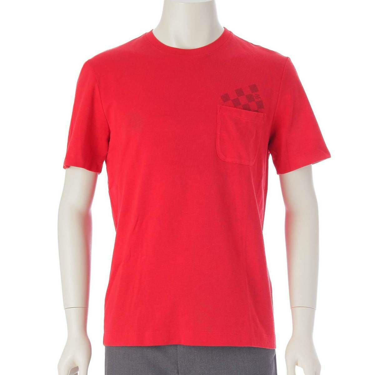 ルイヴィトン メンズ ダミエ ロゴ コットン 半袖 Tシャツ カットソー