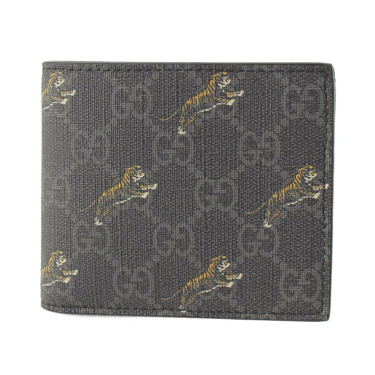 GUCCI 二つ折り財布 タイガー GGスプリーム グッチ メンズ GGスプリーム タイガー コンパクトウォレット 二つ折り