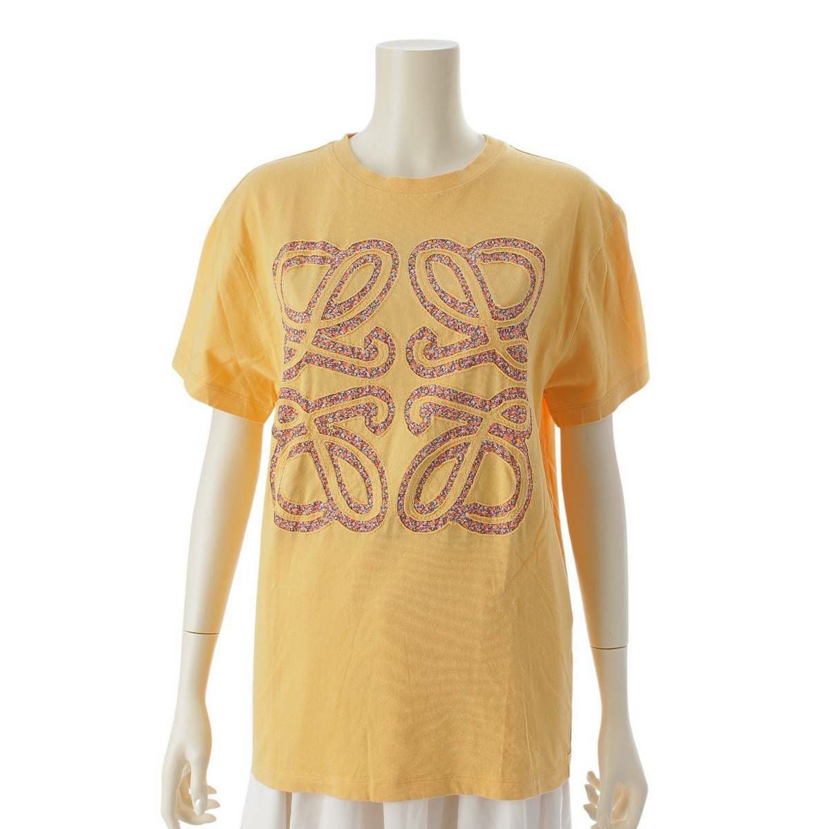 LOEWE アナグラム クロップドTシャツ イエロー ロエベ Loewe アナグラム ロゴ 半袖 クルーネック Tシャツ カットソー