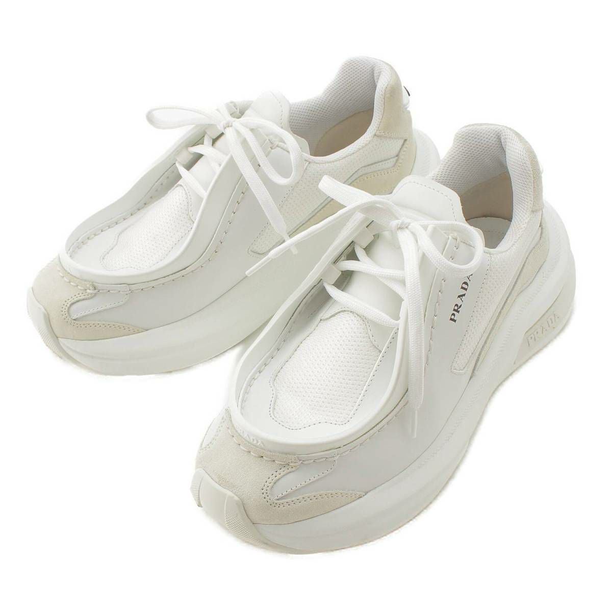 プラダ 23AW レザー×メッシュ システム ローカット スニーカー 2EG424