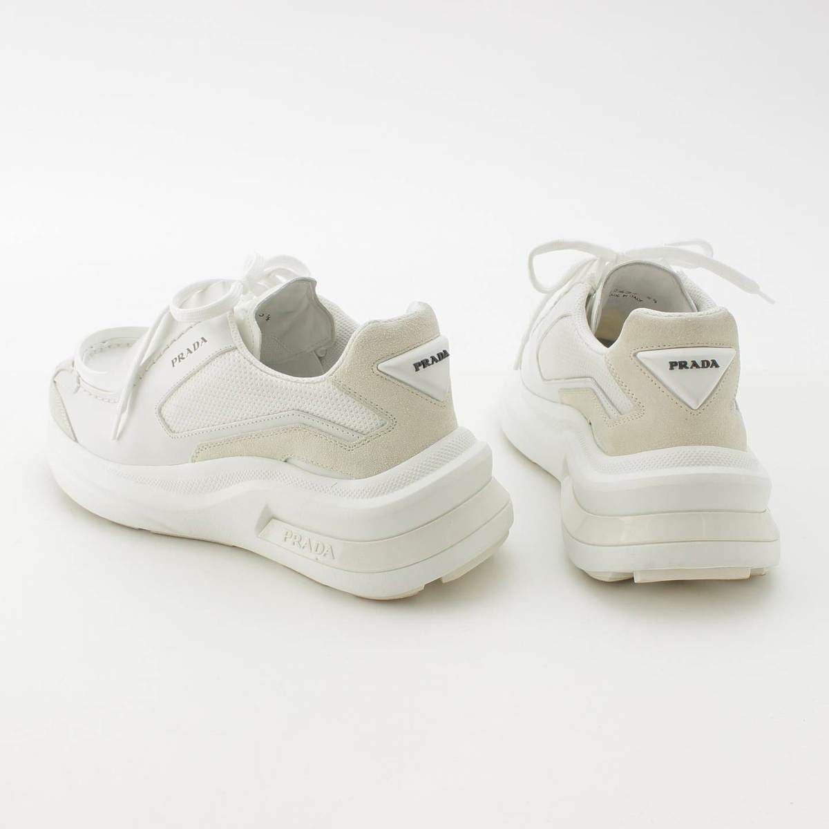 プラダ 23AW レザー×メッシュ システム ローカット スニーカー 2EG424