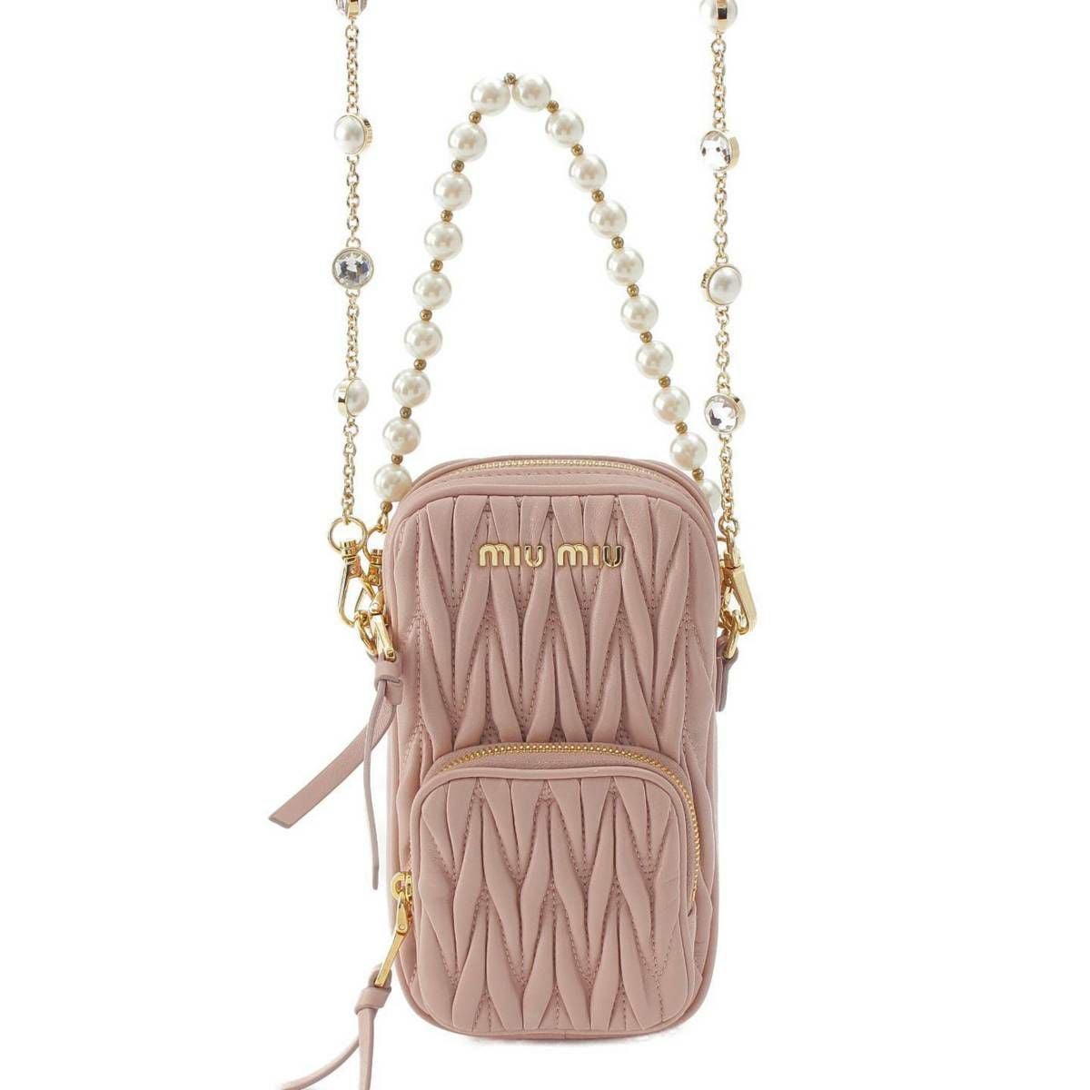 ミュウミュウ Miu Miu マテラッセ ロゴ パールチェーン クリスタル