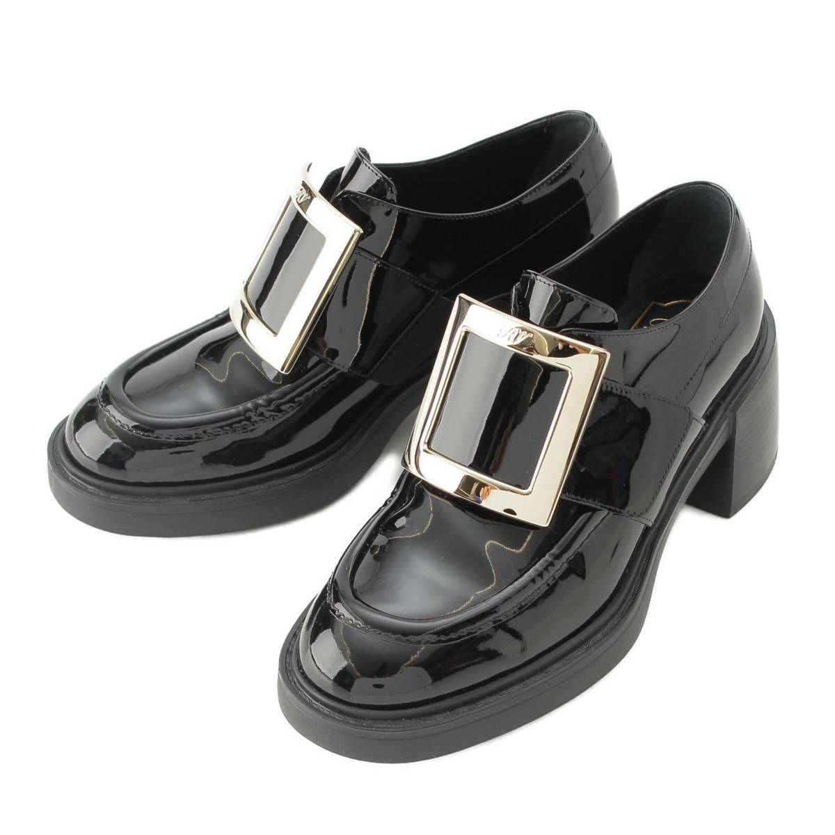 ロジェヴィヴィエ Roger Vivier パテント レザー メタル バックル 厚底