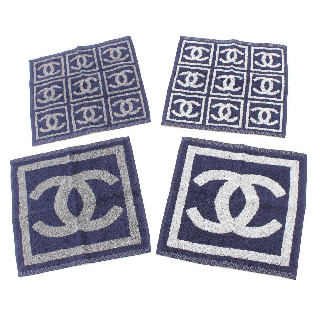CHANEL ココマーク ハンドタオル ネイビー シャネル スポーツ ココマーク コットン ハンドタオル 4点セット