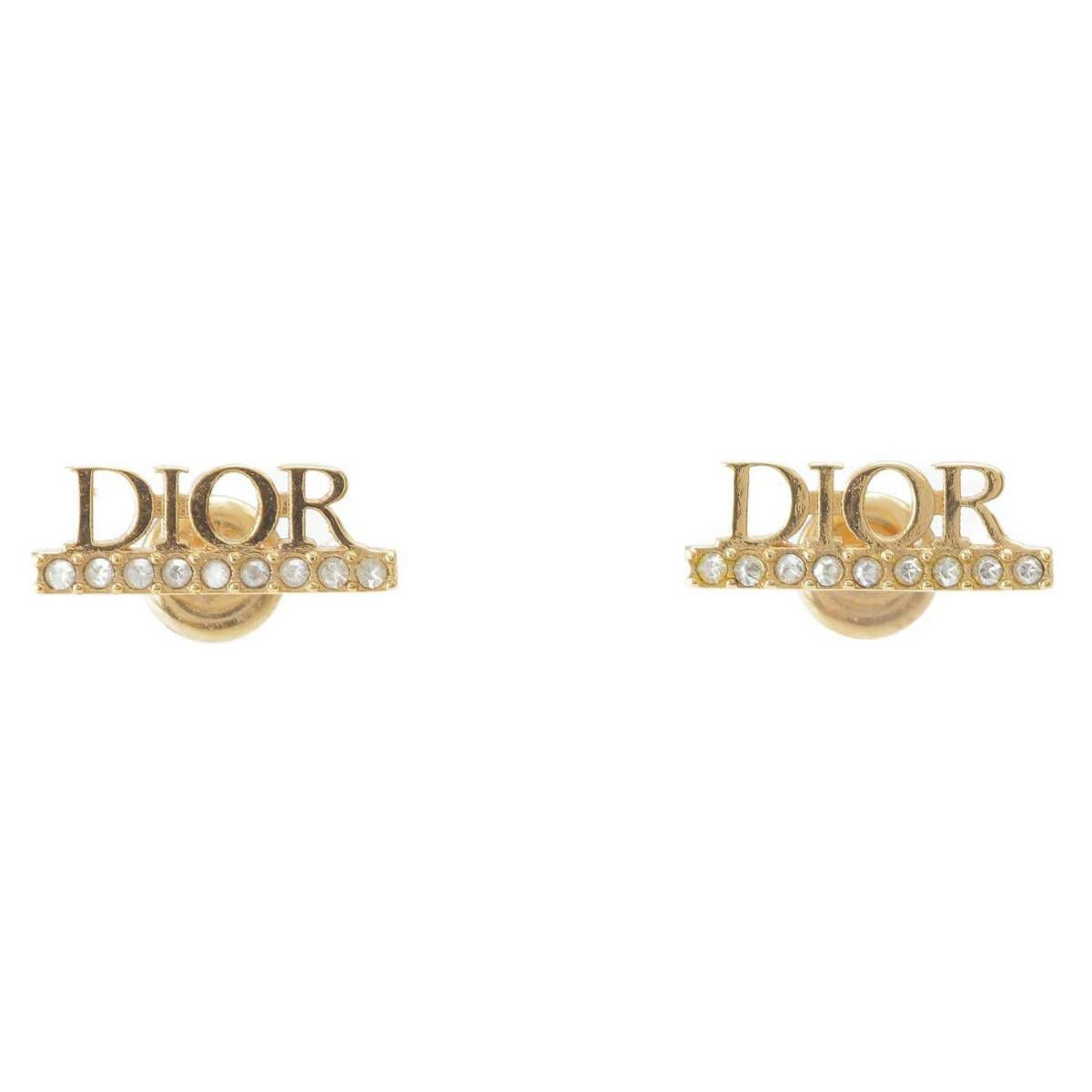 ディオール DIOR DIORロゴ ラインストーン バーピアス イヤリング GP