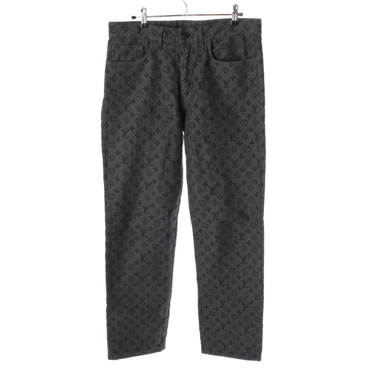 Louis Vuitton NBAロゴ ブラックデニムパンツ Louis Vuitton NBA Monogram Logo Gris Chine Grey Black Regular