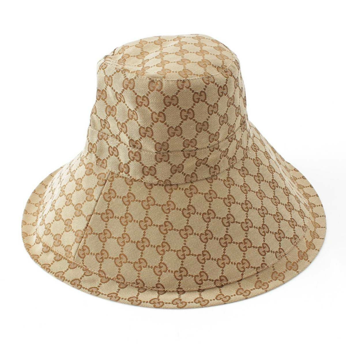 グッチ Gucci GGキャンバス エコ ウォッシュド ワイドブリムハット