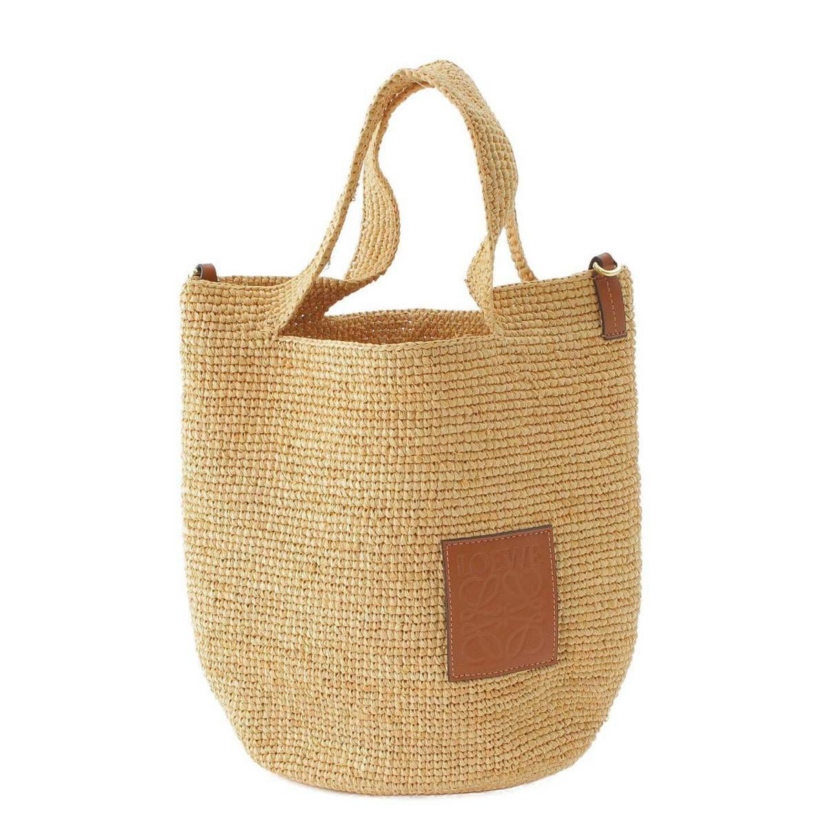 ロエベ Loewe スリット アナグラム レザー ラフィア 2WAY ショルダー