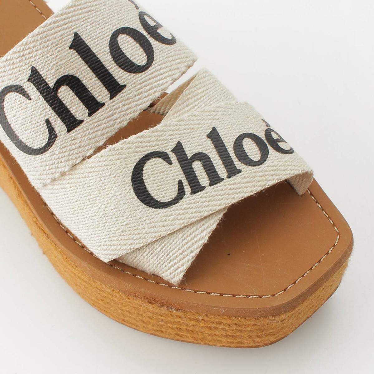 クロエ Chloe Woody ウッディ ロゴ キャンバス エスパドリーユ 厚底