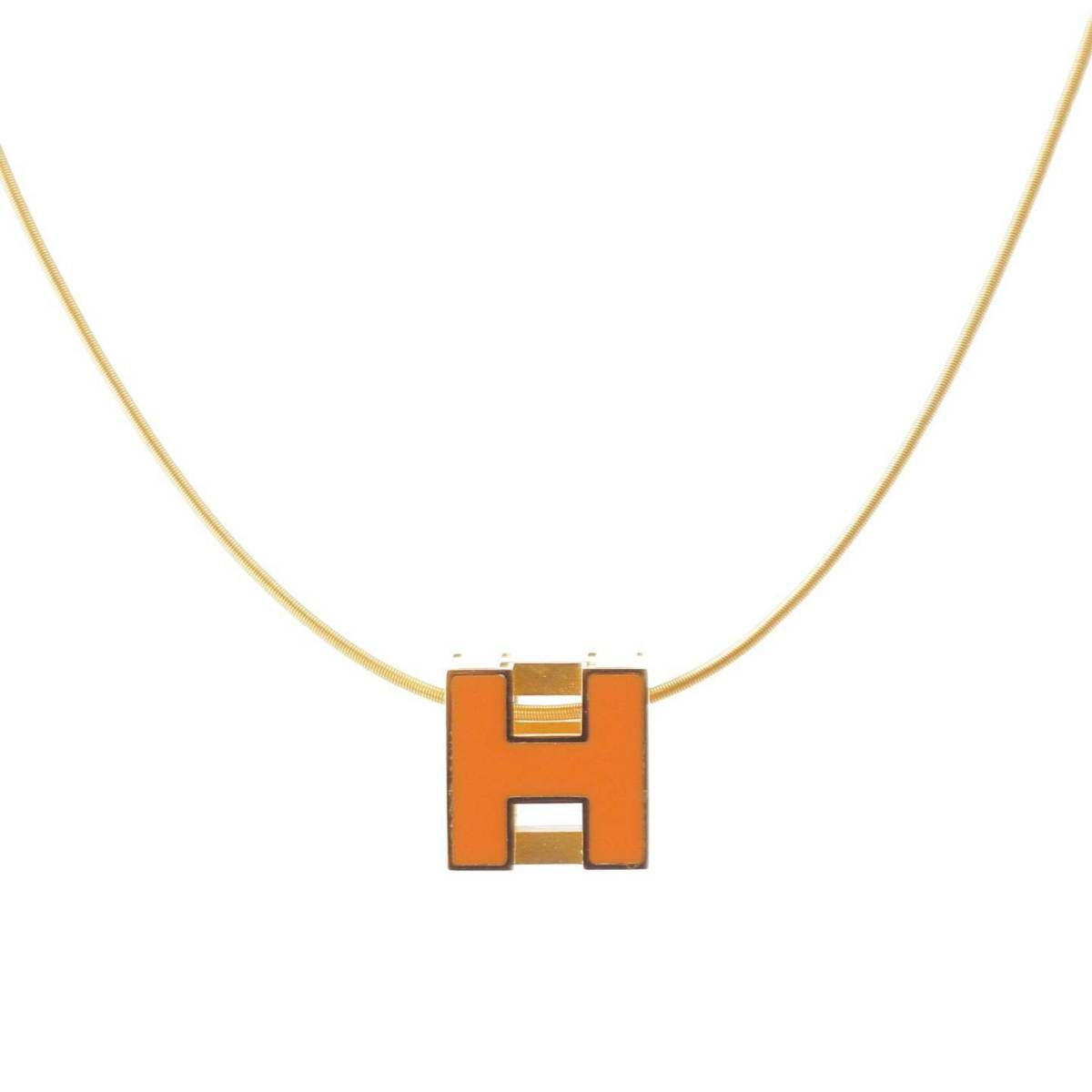 ！美品！　エルメス　キューブH ゴールド　オレンジ　95A エルメス カージュドアッシュ Hキューブ ネックレス アクセサリー