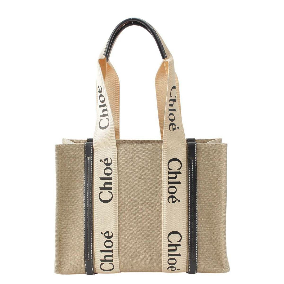クロエ Chloe ウッディ ミディアム キャンバス×レザー トートバッグ
