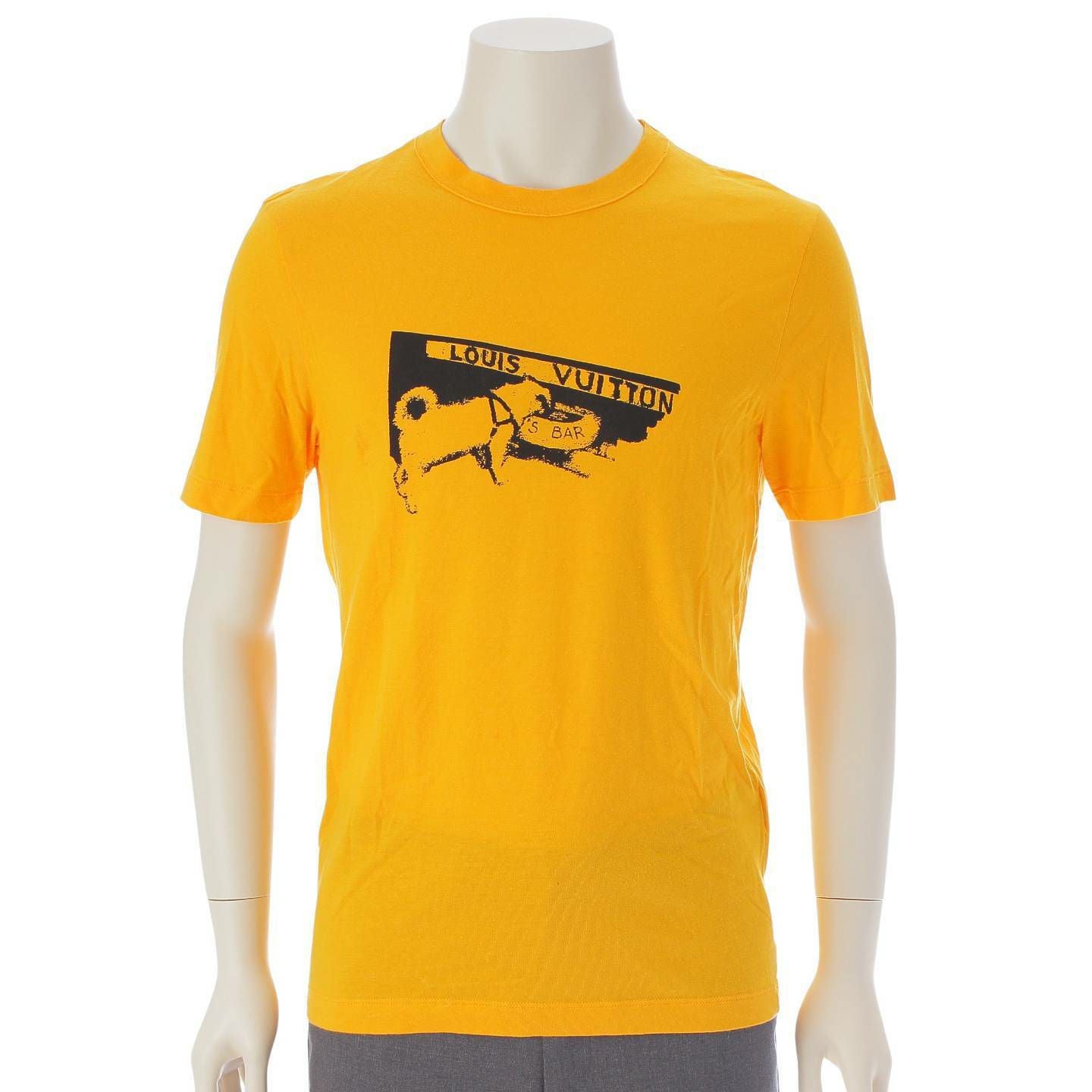 ルイヴィトン メンズ コットン プリント Tシャツ ドッグ 犬 ロゴ