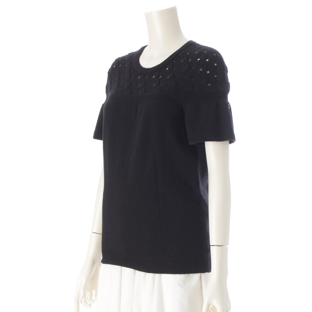 シャネル カシミヤ 半袖 ニット トップス P46763 ブラック 36 | 中古