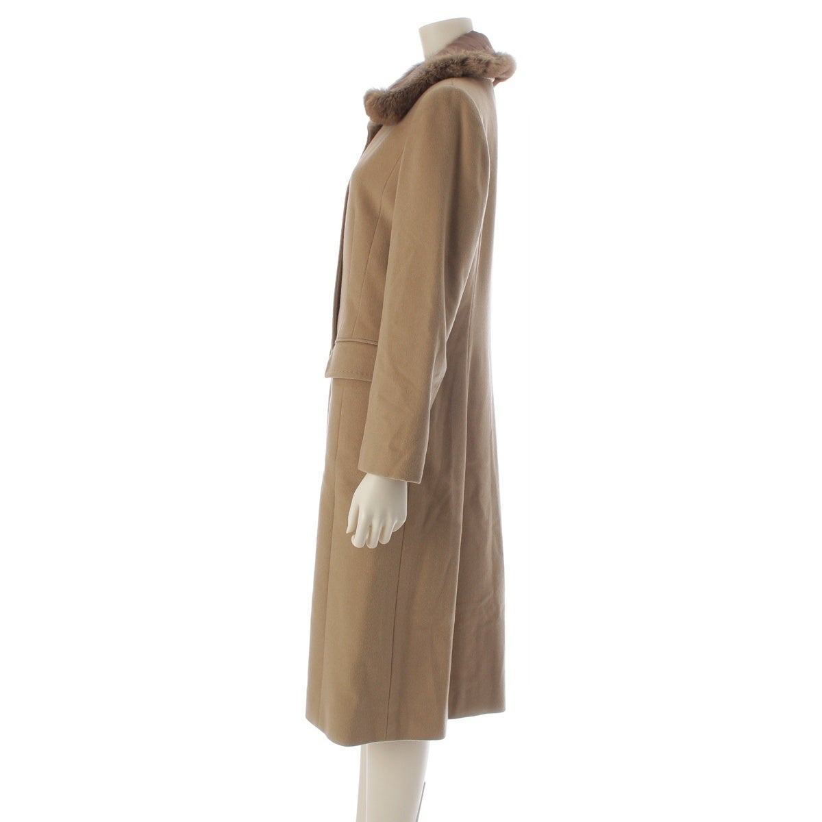 フォクシー カシミヤ ファー ロング コート 21386 ベージュ 40 | 中古