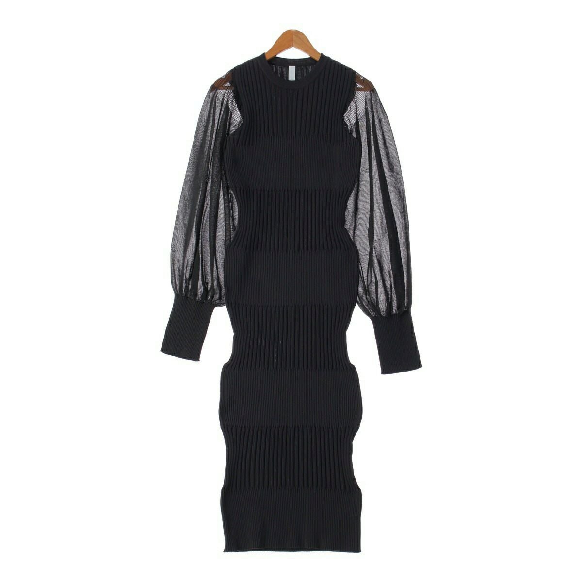 CFCL FLUTED LUCENT シアー スリーブ 長袖 ドレス ワンピース