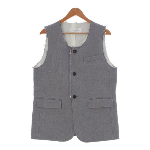 ジェーンスミス JANE SMITH 24SS リネン シルク ノースリーブ ダメージ加工 ベスト ジャケット 24SVE‐#232LCS グレー 38