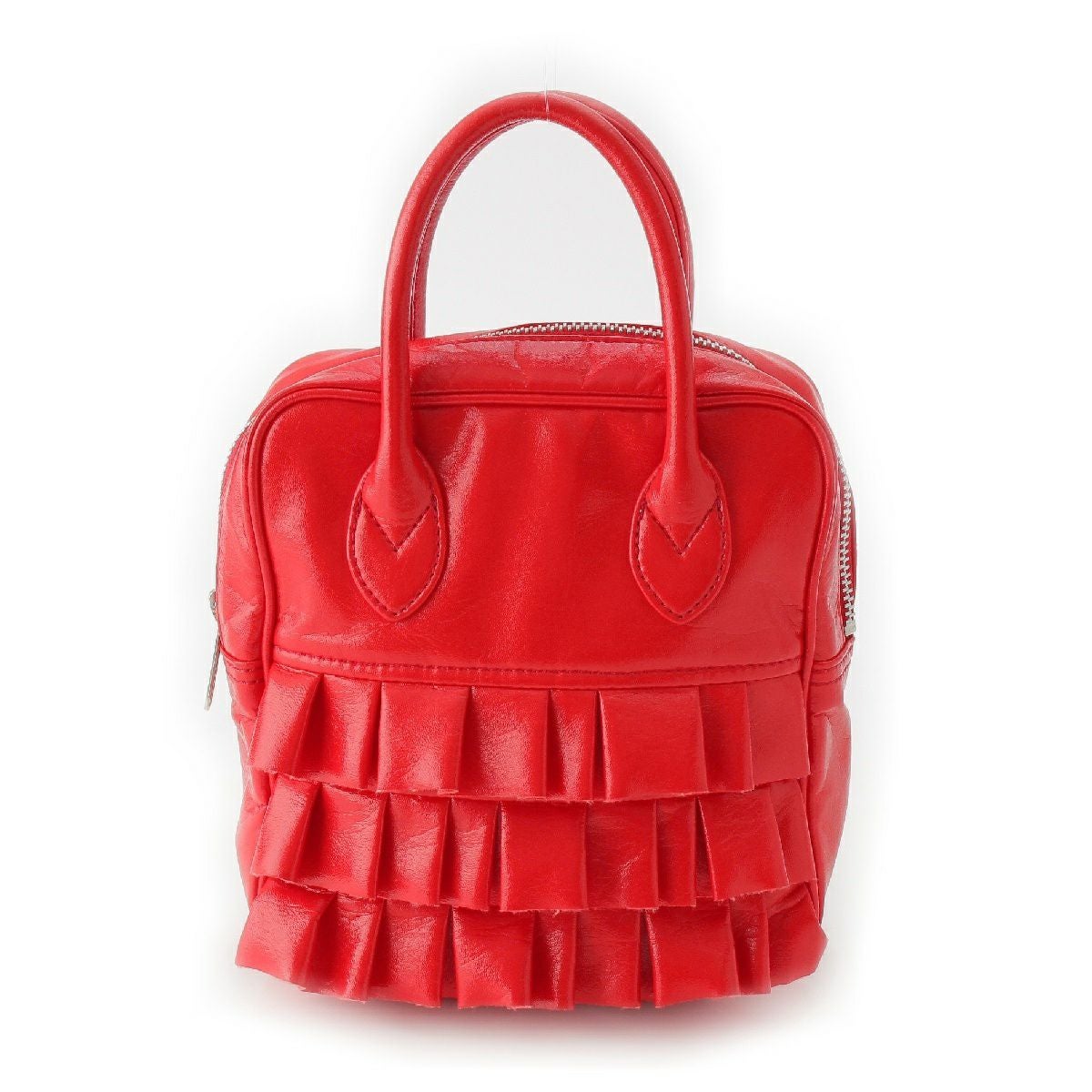 新品COMME des GARCONS フリル ハンドバッグ レッド コムデギャルソン ガール 三段フリル ハンドバッグ NZ-K202 レッド