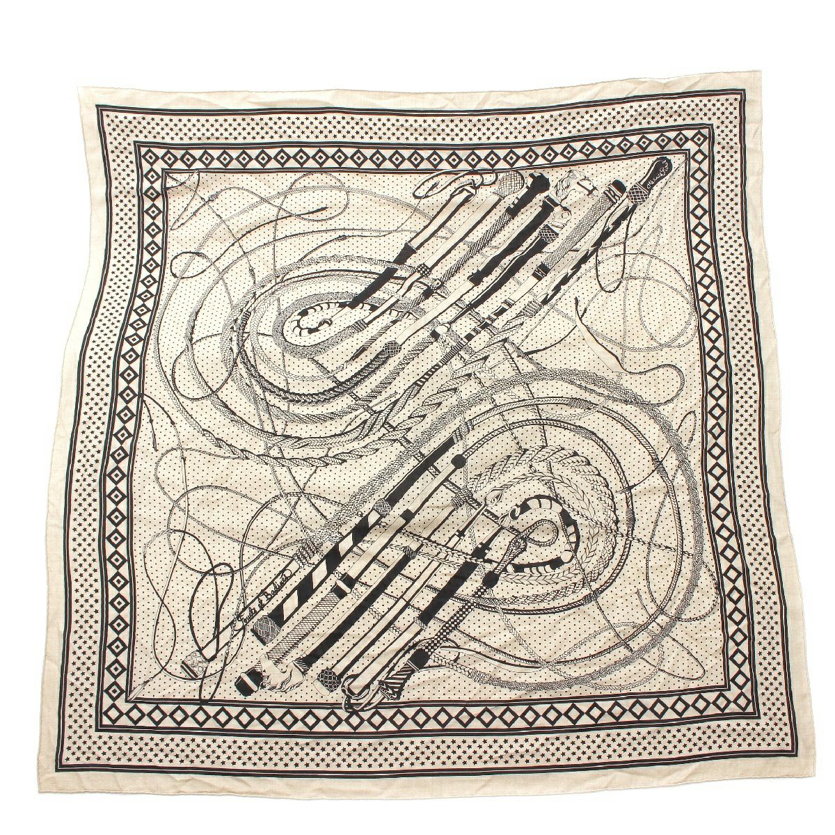 エルメス カレジェアン140 カシミヤ シルク Fouets et Badines Bandana