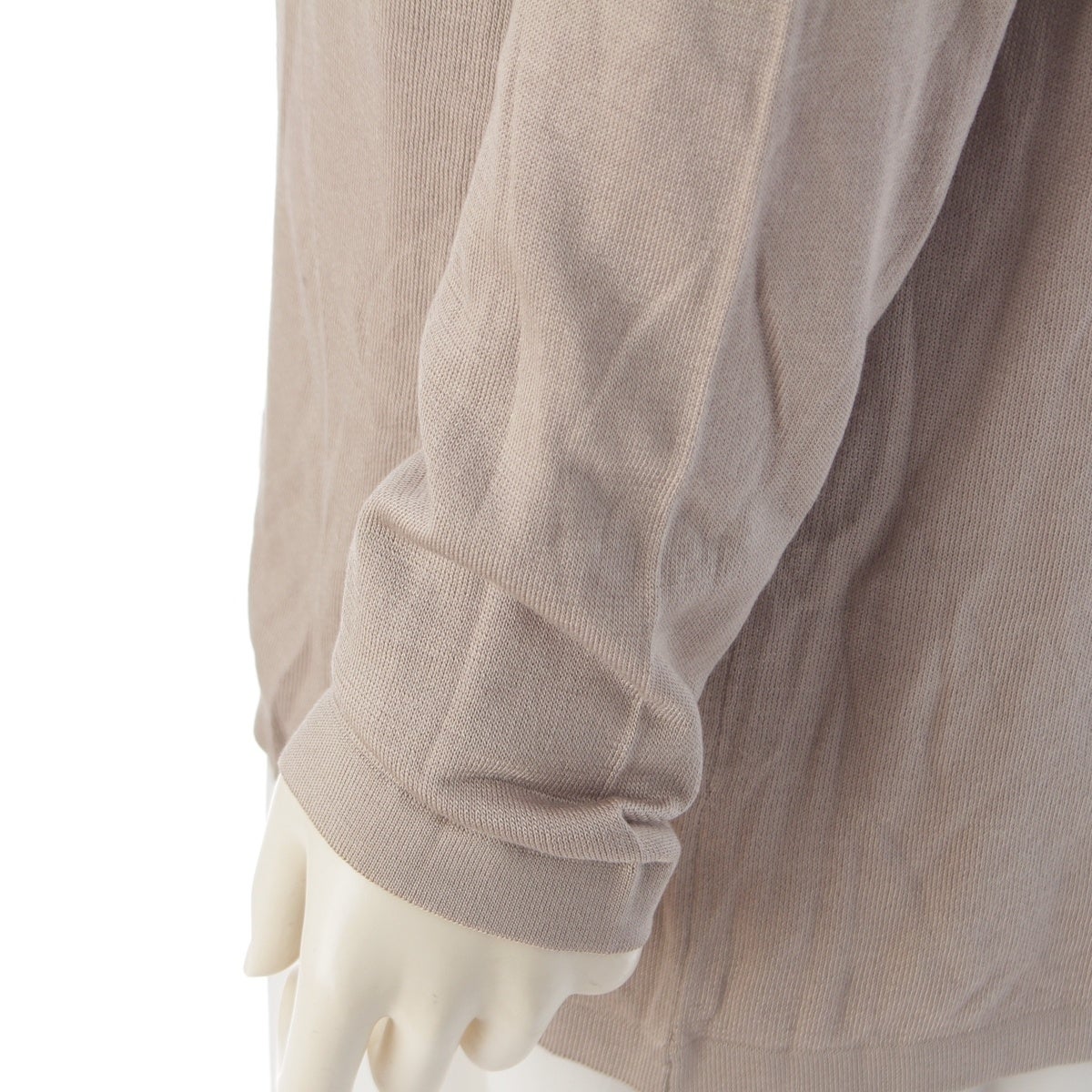 エルメス シルク 長袖 セリエボタン ニット アンサンブル ベージュ L