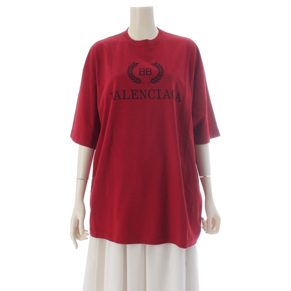 バレンシアガ コットン ロゴ 半袖Tシャツ トップス 556109 レッド XS