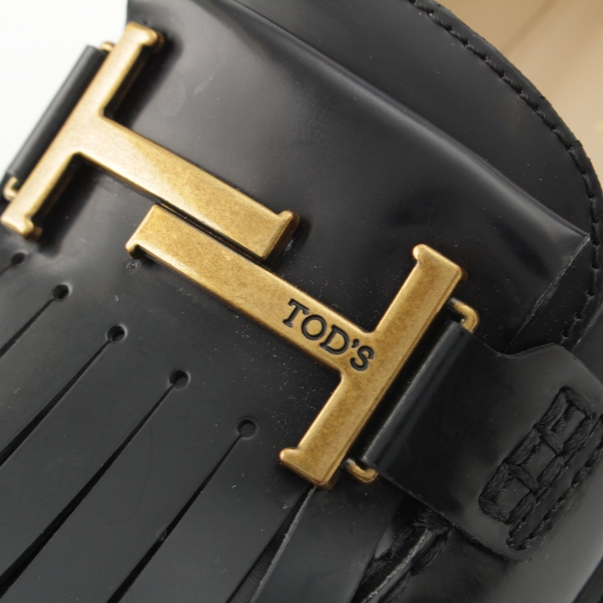 トッズ レザー ダブルT フリンジ ローファー シューズ ブラック 39