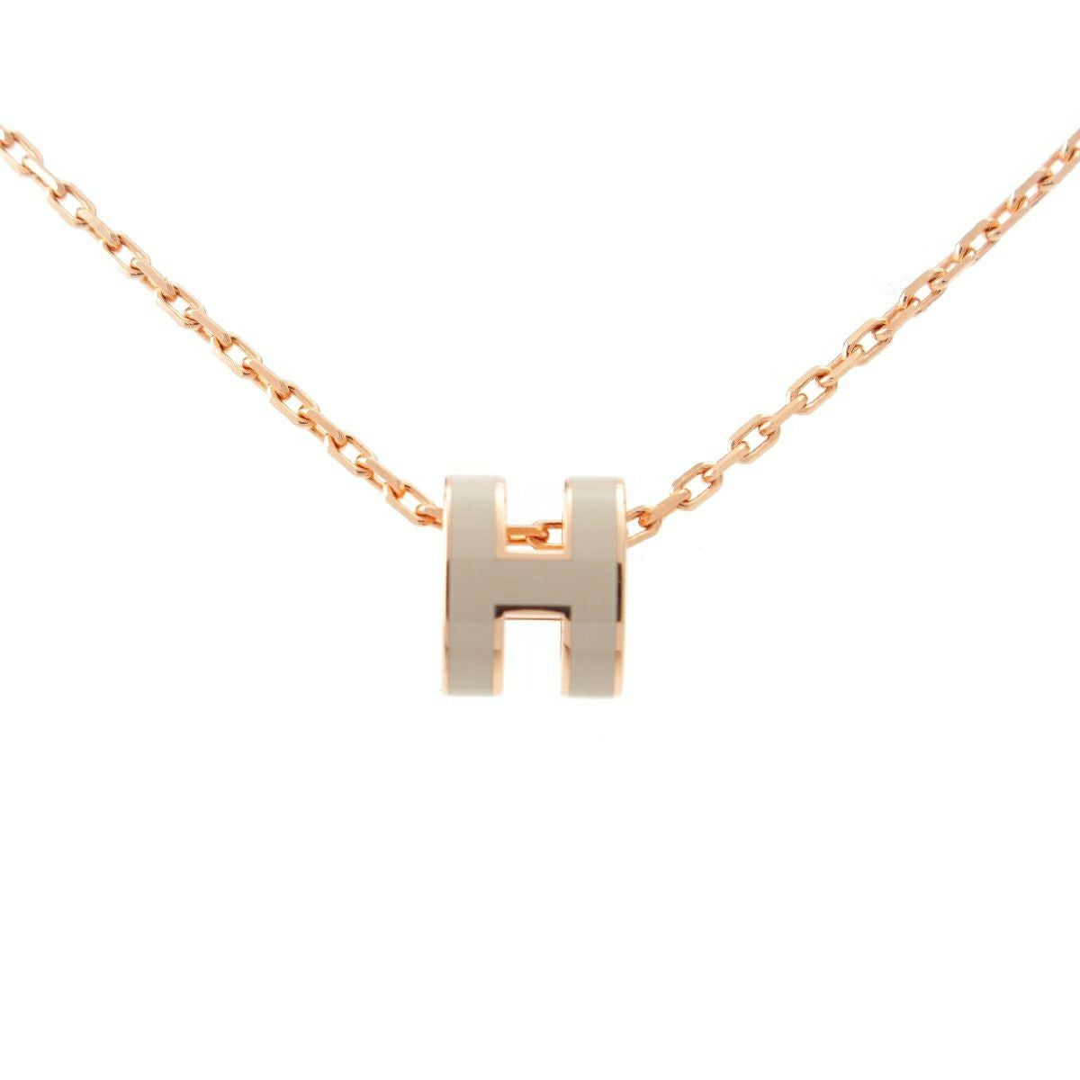 HERMES Hモチーフ ネックレス ゴールド/ピンク エルメス ポップアッシュ ピンクゴールド Hモチーフ ネックレス