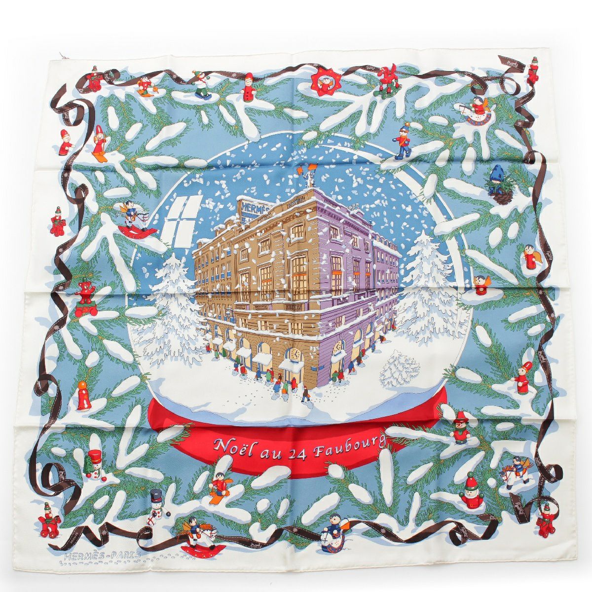 エルメス カレ90 シルク Noel au 24 Faubourg フォーブル24番地の