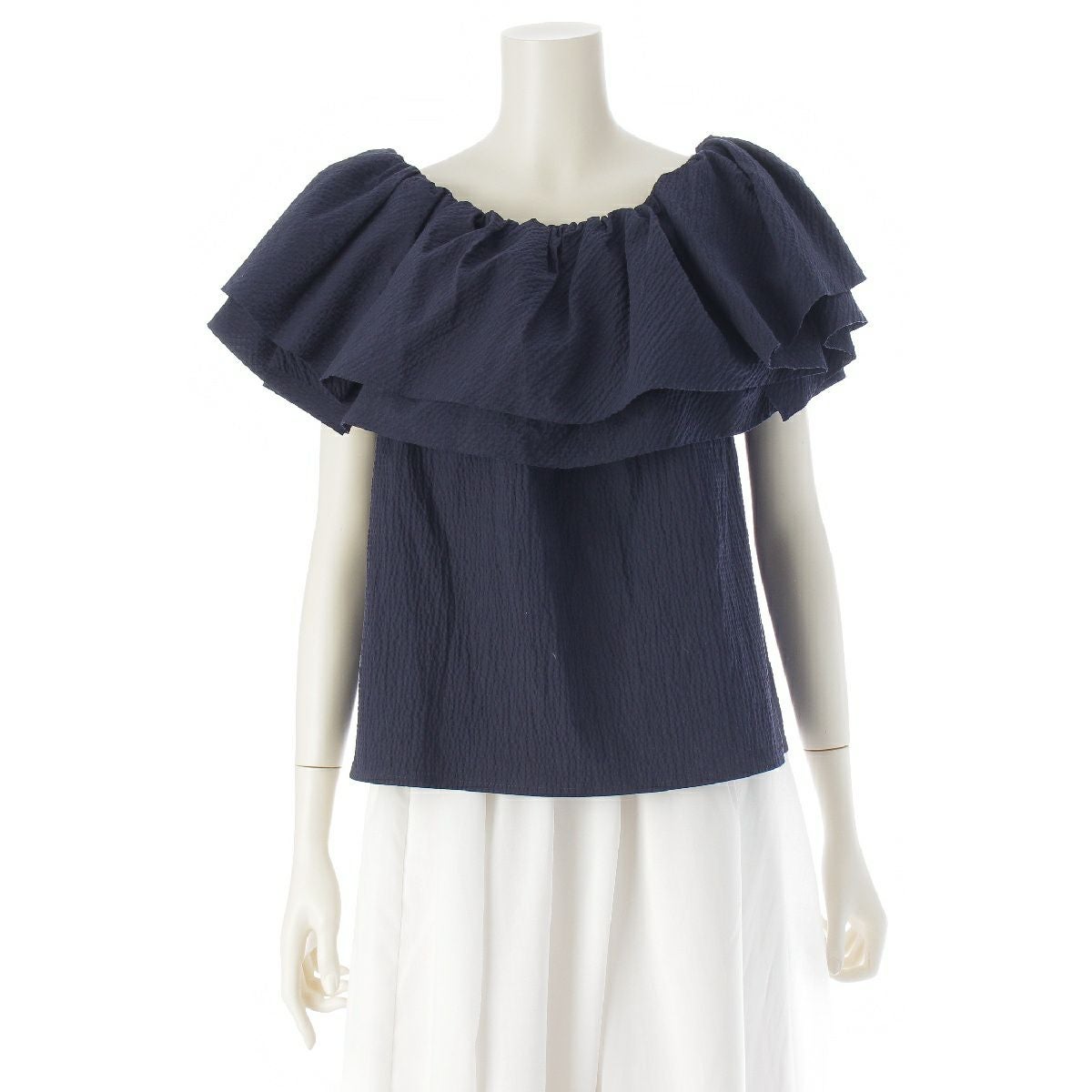 ドゥロワー ローンラッフル ノースリーブブラウス 6521-299-1090 レディース SIZE 38 Drawer Drawer ローンラッフル ノースリーブブラウス 6521-299-1090