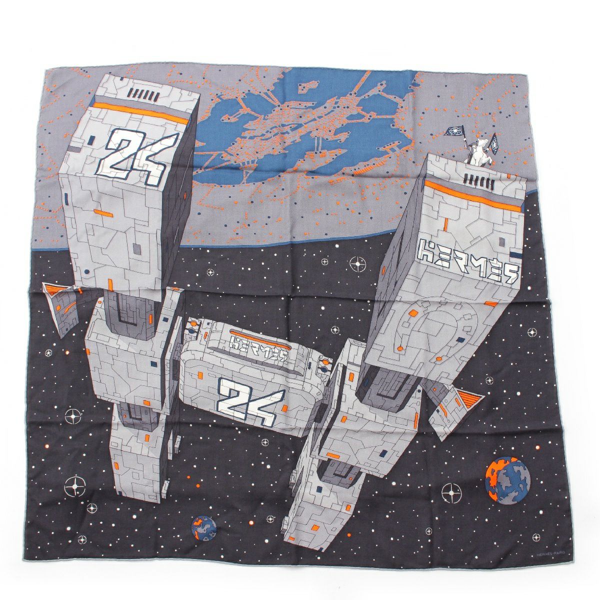 エルメス カレH アッシュ 100 カシミヤ シルク ODYSSEY オデッセイ