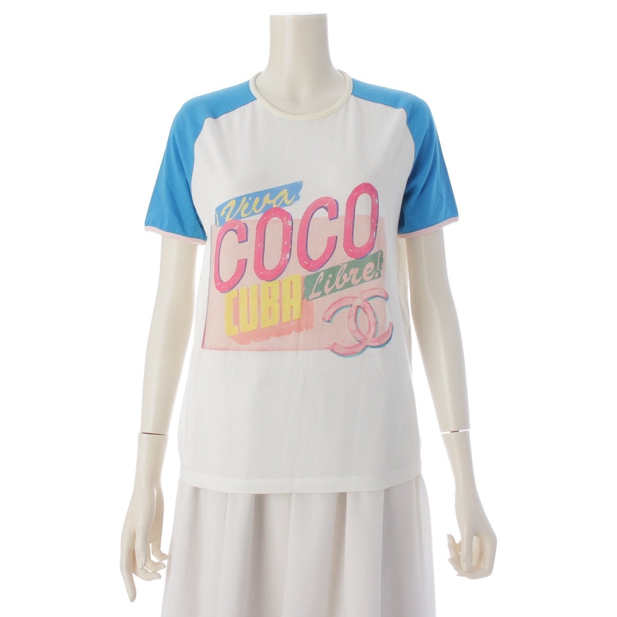 シャネル ココマーク プリント 半袖Tシャツ P55821 ブルー×ホワイト