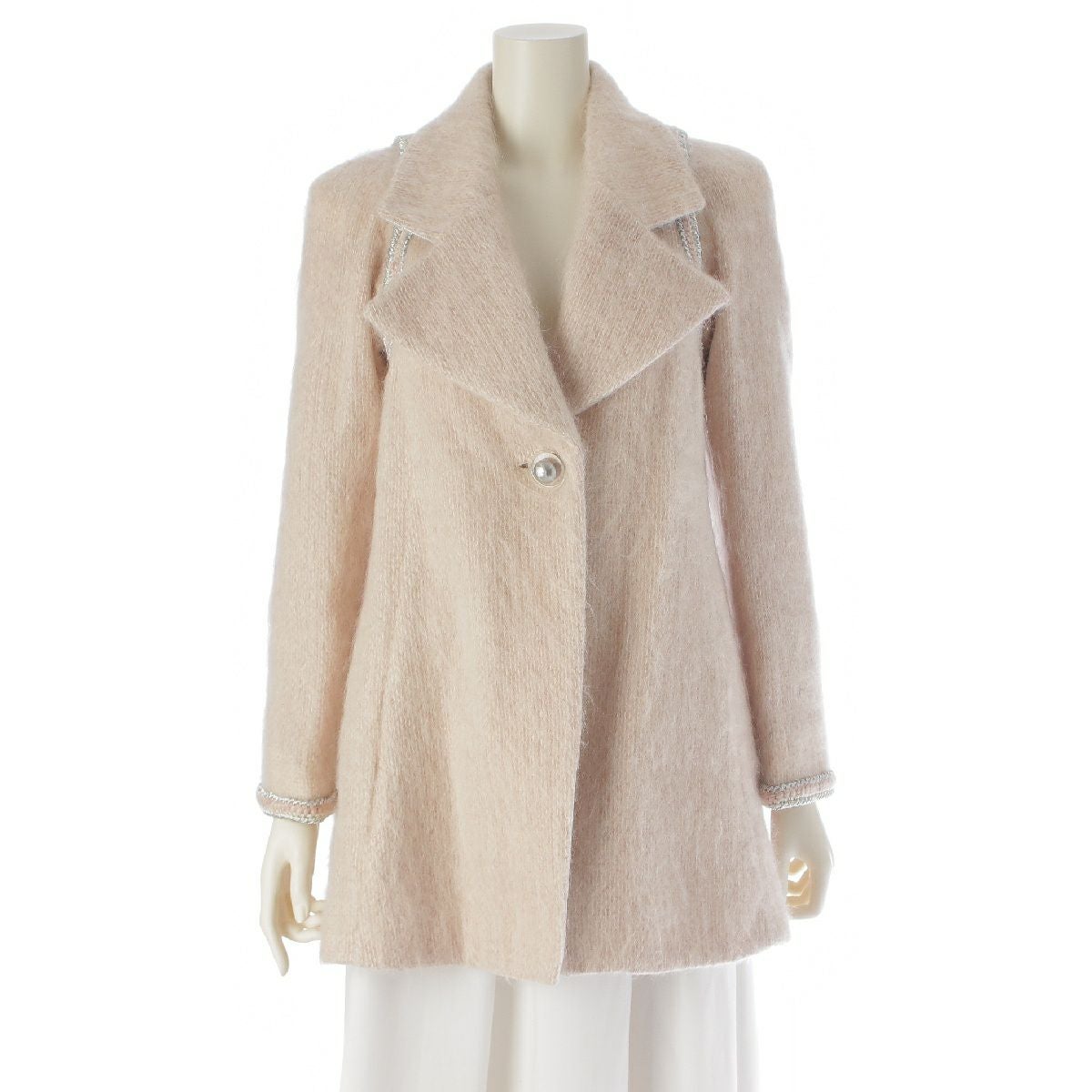 シャネル 17AW ウール ココマー ジャケット アウター ピンクベージュ シャネル 17AW モヘア ウール ナイロン ココマーク 1B テーラード