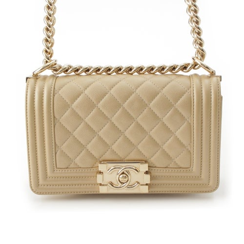 シャネル ボーイシャネル BOY CHANEL 20 キャビアスキン チェーン ショルダーバッグ ゴールド
